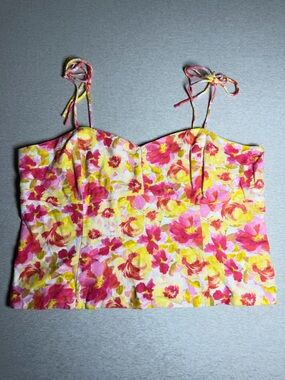 Old Navy XL Floral Crop top Pink Yellow Linen
Blend